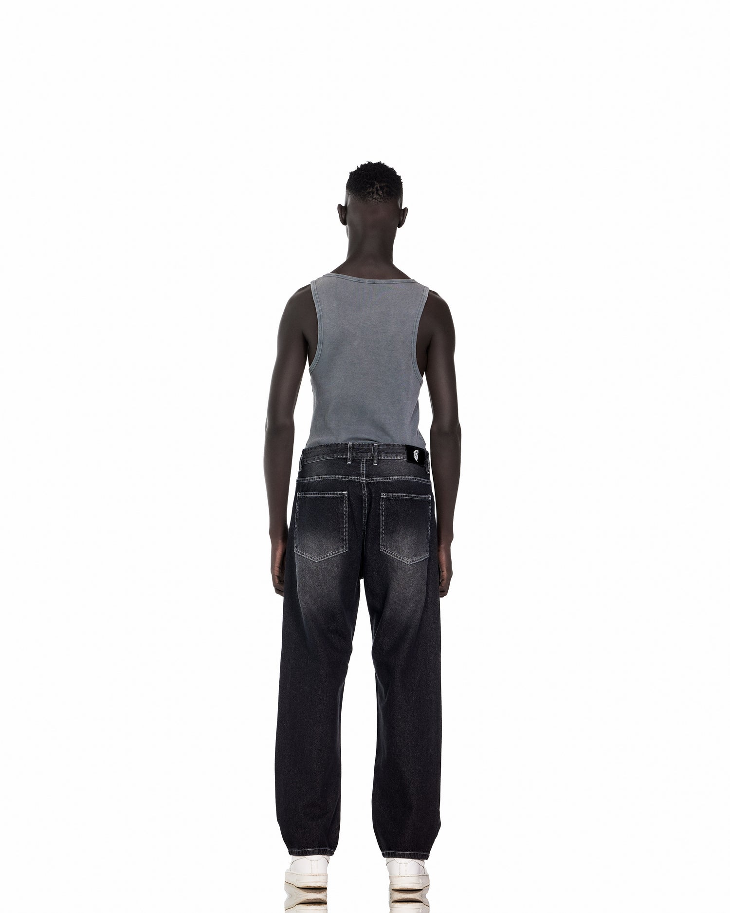 Black Baggy Jeans With White Stitch