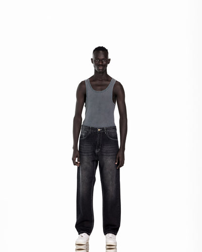 Black Baggy Jeans With White Stitch