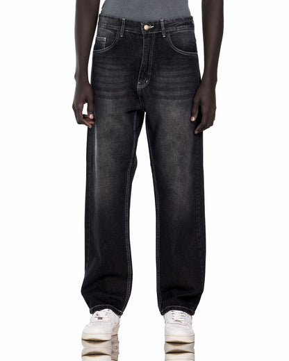 Black Baggy Jeans With White Stitch