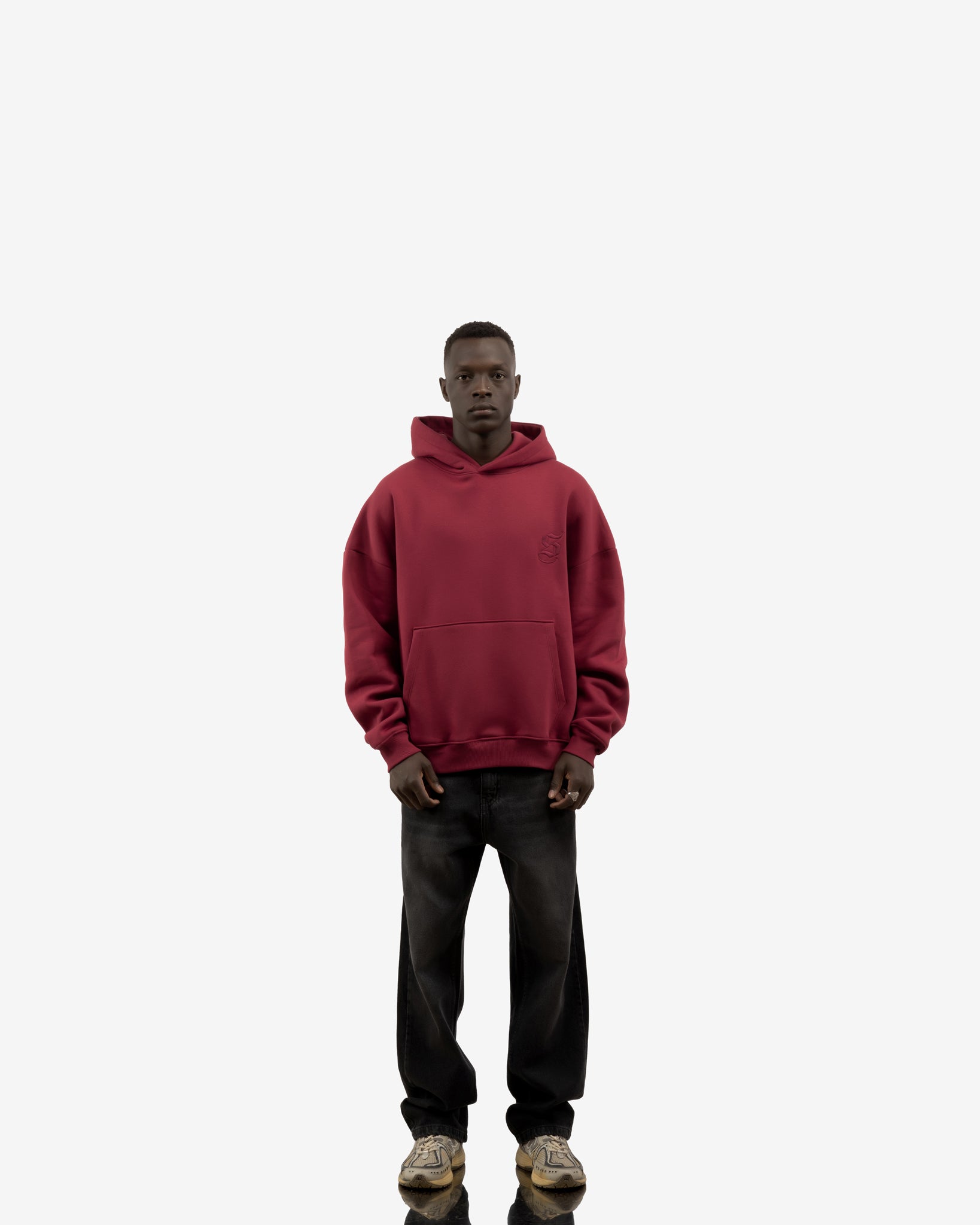 Basic Comfort Hoodie In Dark Red