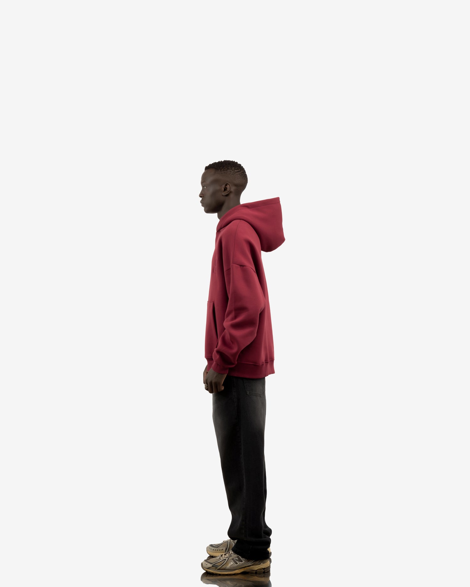 Basic Comfort Hoodie In Dark Red