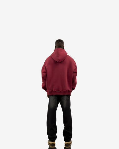 Basic Comfort Hoodie In Dark Red