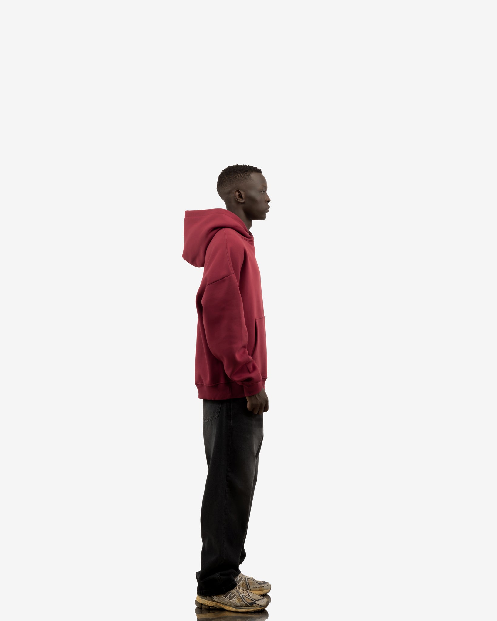 Basic Comfort Hoodie In Dark Red