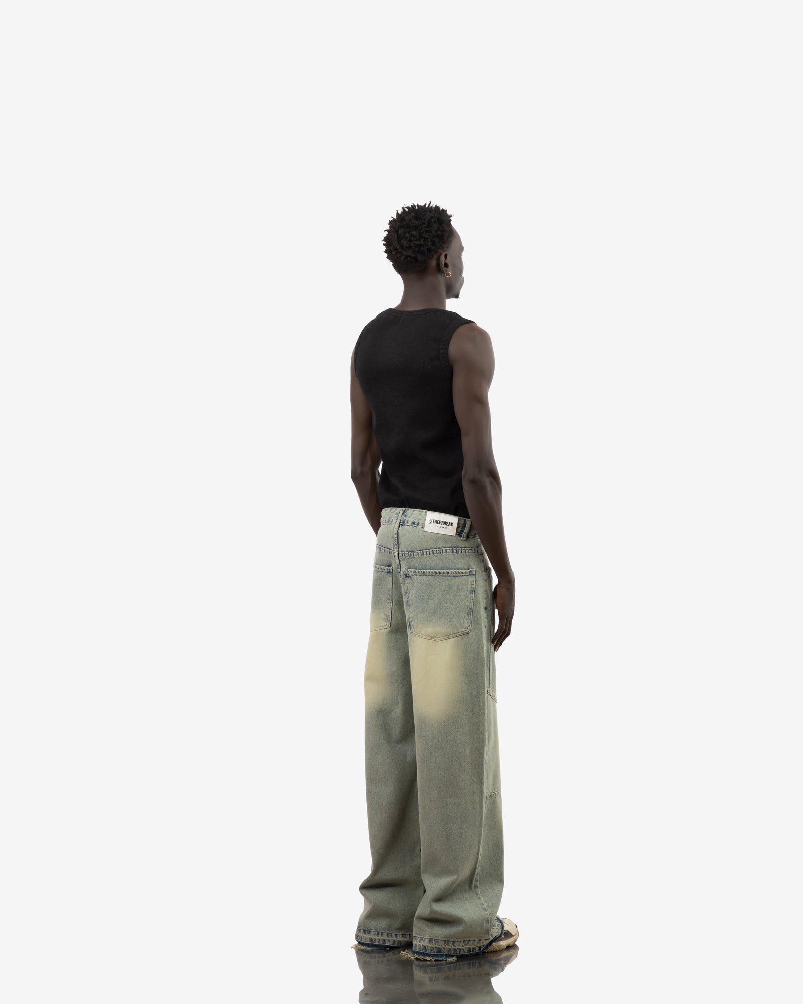 Artistic Panelled Super Baggy Jeans In Light Wash